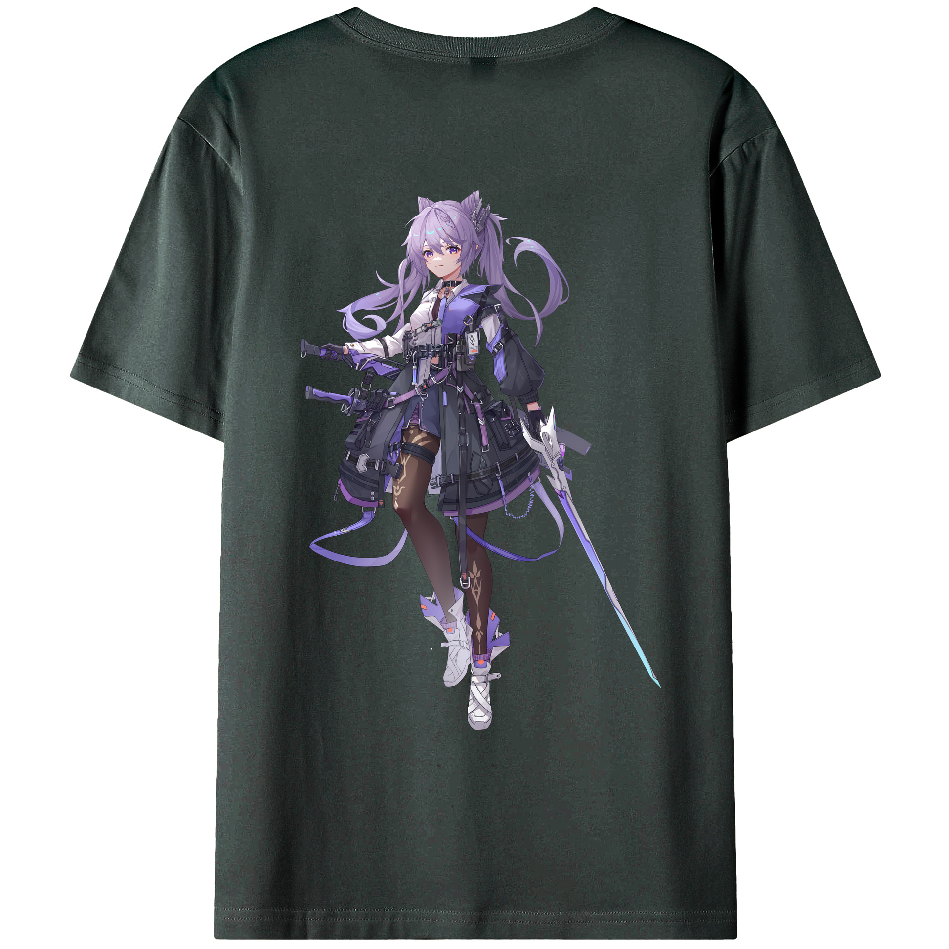 げんし神 刻晴 こくせい genshin Kokusei 綿100％ メンズ半袖Tシャツ（バックプリント） 通気性